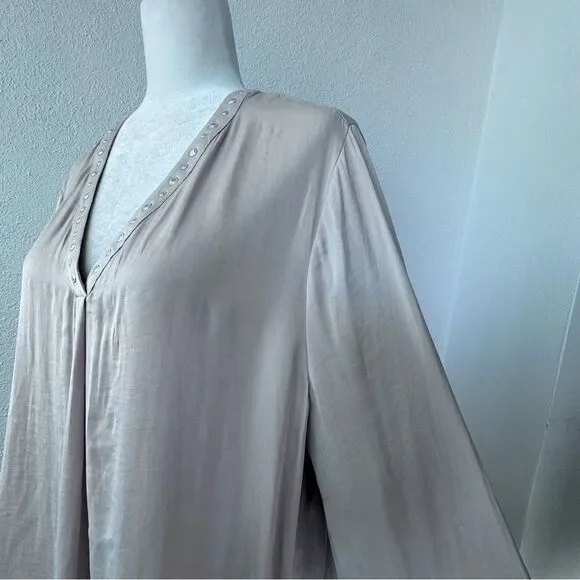 Carmen Mark Valvo Blouse Cream Tunic Long Sleeve Shirt SZ XL - Picture 5 of 13